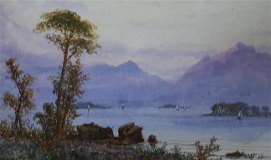 A pair of watercolour lake scenes, signed Wilson, 16.5 x 22.5cm